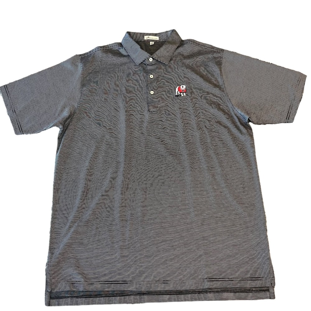 Peter Millar Polo Shirt Mens XL Black Stripe Georgia Bulldogs Cotton - Picture 2 of 9